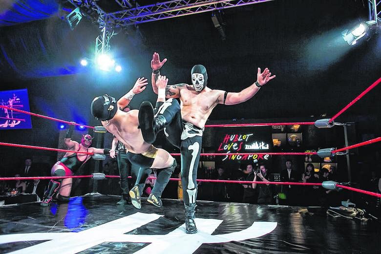 Singaporeans can get a taste of Lucha Libre - a Mexican-inspired form of professional wrestling - at the Hublot pop-up store located in Ngee Ann City's Civic Plaza. Hublot has been the exclusive watchmaking partner of Formula One giants Ferrari for o