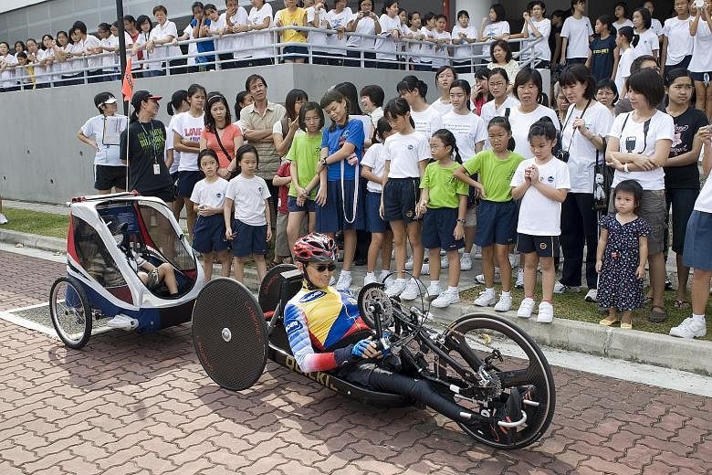 Dr William Tan will hand-cycle for 50 continuous hours to raise money for three organisations that help children. The paralympian will be on a liquid diet and take short toilet breaks. He aims to raise $50,000 for needy children.