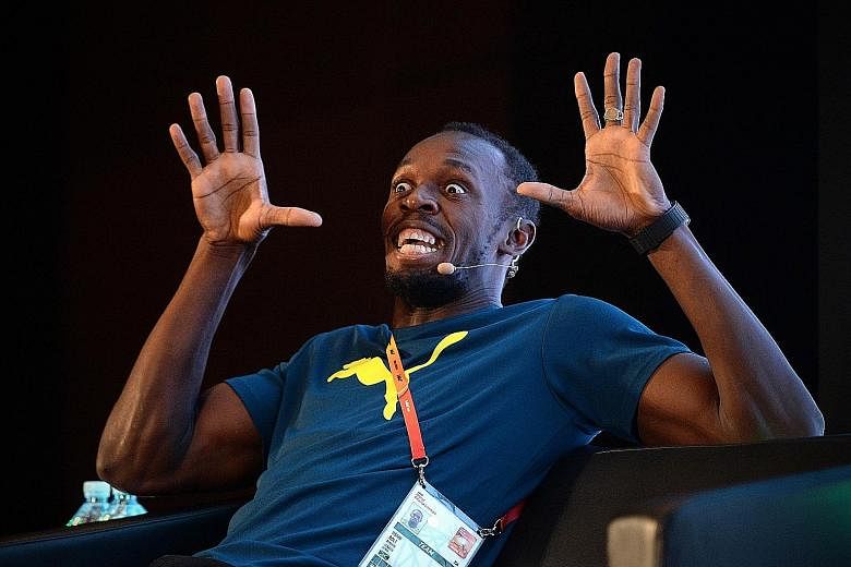Usain Bolt reacting to a question yesterday. The Jamaican made it clear he cannot save the scandal-hit sport by himself.