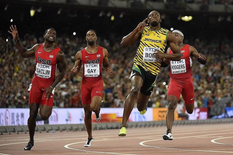 Usain Bolt has the perfect answer to those who wondered if he could blitz the 100m track, given his recent woes with injury. But, once again, when it matters, he holds his nerve to fend off rivals, including (from left) Justin Gatlin, Tyson Gay and M