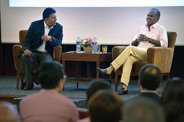 Mr Patrick Daniel (at far left), editor-in- chief of Singapore Press Holdings' English/Malay/Tamil Media Group, moderated the session featuring Foreign Minister K. Shanmugam, who highlighted some challenges faced by Singapore.