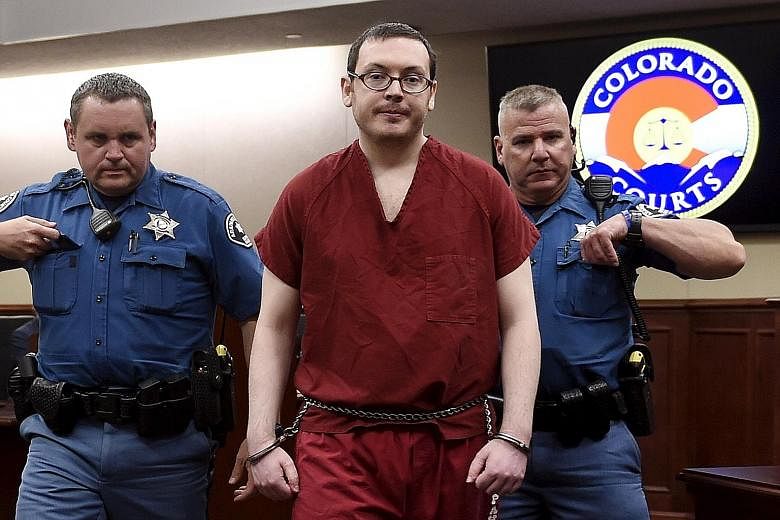 James Holmes leaving the courtroom on Wednesday. He killed 12 people in the 2012 cinema massacre.