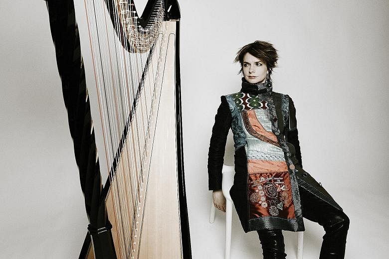 Known as Queen of Harps, Catrin Finch (left) will play a solo recital in Singapore on Sunday.