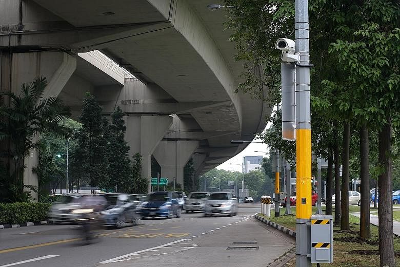 A CCTV camera near Serangoon MRT station. The LTA found most drivers picked up and dropped off passengers without causing obstruction. ST PHOTO: ONG WEE JIN