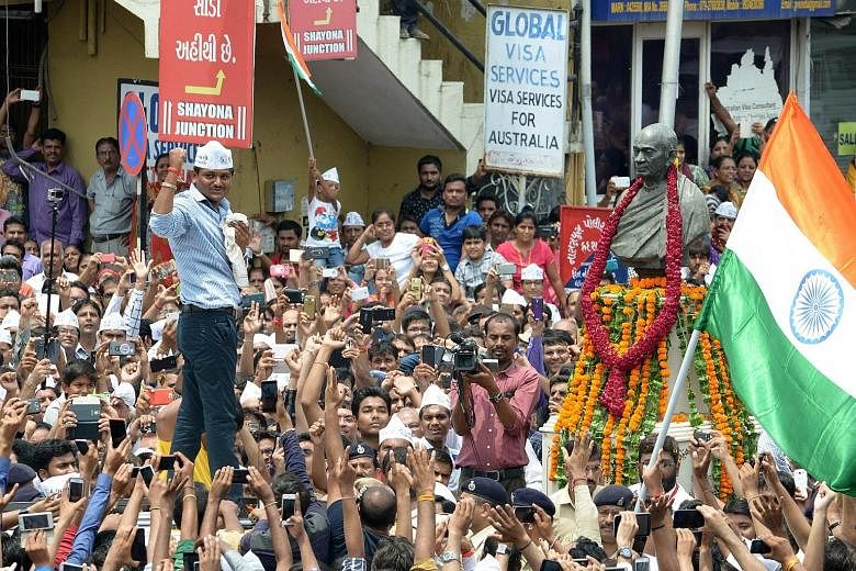 Mr Hardik Patel at the rally that he organised in Ahmedabad last Tuesday. He hit out at the entrenched quota system that leading Indian politicians have spent decades defending and expanding as a means to win votes from one caste or another.
