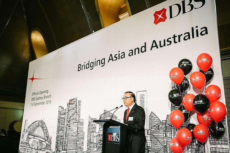 DBS chairman Peter Seah addressing about 150 guests at a client luncheon in Sydney to officially launch DBS' new Australian branch.