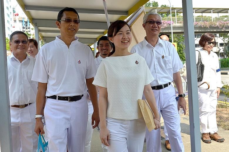 Far left: PAP's Ms Tin Pei Ling says she is ready for the fight as her team has been in MacPherson over the years. Above: Workers' Party's Mr Bernard Chen is a newcomer to the General Election. Left: NSP's Mr Cheo Chai Chen's appearance at the nomina