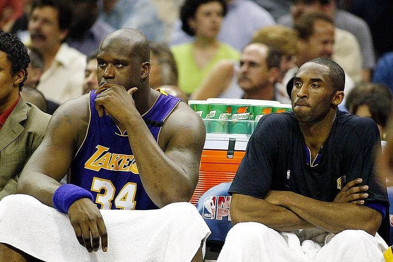 Although they helped the LA Lakers win three NBA titles in the early 2000s, Shaquille O'Neal (left) and Kobe Bryant had plenty of public disagreements and arguments that eventually split the duo in 2004.