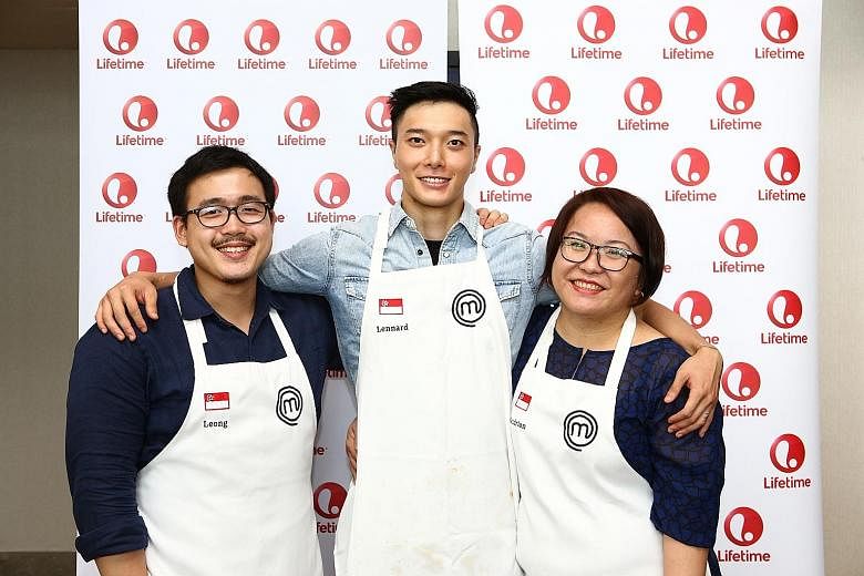 The contestants from Singapore are (from far left) Mr Woo Wai Leong, Mr Lennard Yeong and Ms Sandrian Tan.