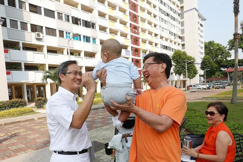 Left: PAP candidate Lim Biow Chuan meeting residents in Jalan Batu. Right: SPP candidate Jeannette Chong-Aruldoss handing out fliers outside Mountbatten MRT station with campaign volunteers. Both candidates have been working hard in the constituency 