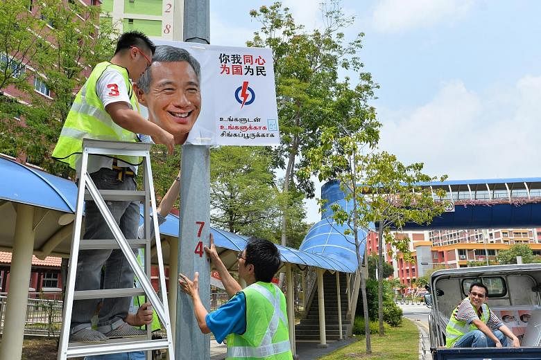 Eleven years after taking the helm as PAP's secretary- general and Singapore's prime minister, Mr Lee Hsien Loong seems to have come into his own as the star and poster boy for the men and women in white. Solo campaign pictures of a smiling Mr Lee ar