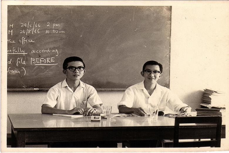 Mr Siow Chin Lam is pictured above (on the left) with Mr Julian Hwang, another retired teacher.