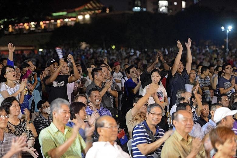The crowd at the Singaporeans First's Jurong GRC rally last night, which was held at a field along Boon Lay Way.