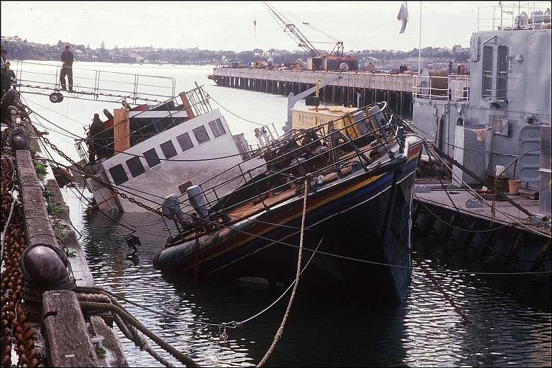 An Aug 14, 1985, picture showing the Rainbow Warrior, which was sunk in Auckland on July 10, 1985, by French secret service agents.