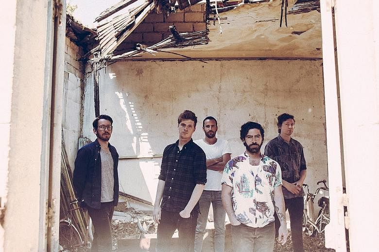 Foals comprise (above from left) Edwin Congreave, Jack Bevan, Jimmy Smith, Yannis Philippakis and Walter Gervers.