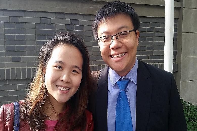Mr Spencer Hsu and his wife Shane Yan, 29, an entrepreneur, were among the earliest to vote at the Singapore Embassy in Beijing. Undergraduate Saishreyas Sundarajoo took a six-hour train ride from Wuhan in Hubei to Beijing to vote at the Singapore Em