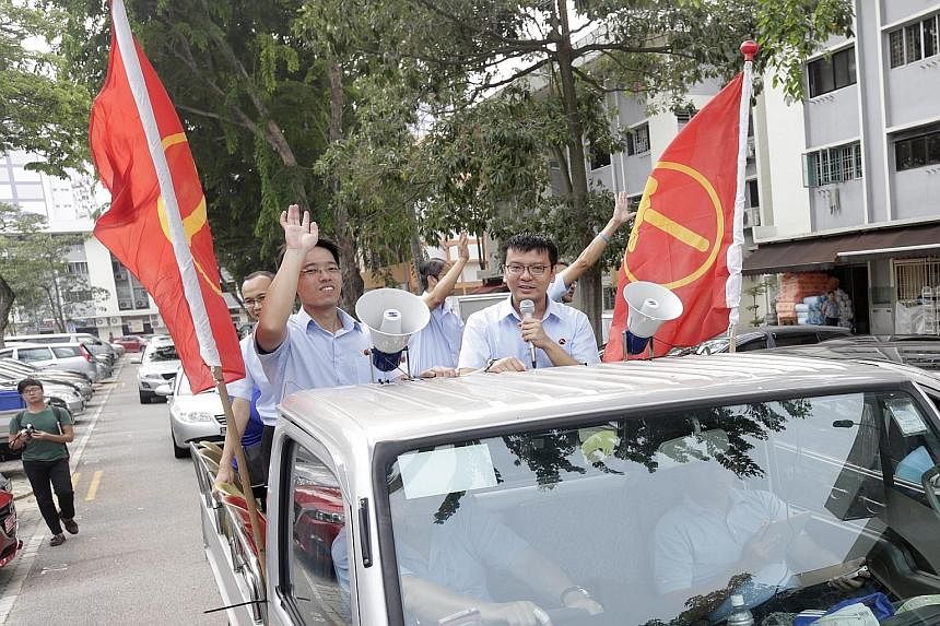 Losing WP candidates who went around the island yesterday to thank supporters include Ms Lee Li Lian from Punggol East SMC (top), Mr Yee Jenn Jong, Mr Terence Tan, Mr Firuz Khan and Mr Dylan Ng from Marine Parade GRC (right) and Mr Mohamed Fairoz Sha