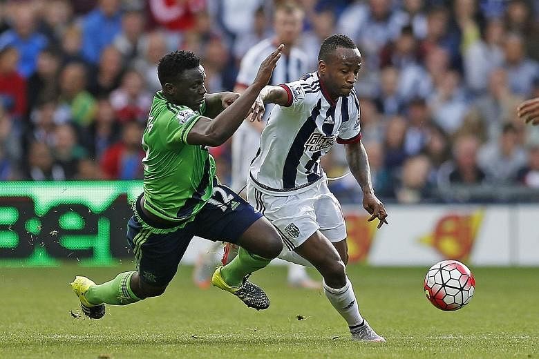 Southampton's Victor Wanyama (left) fails to get the better of West Brom's Saido Berahino in Saturday's 0-0 draw.