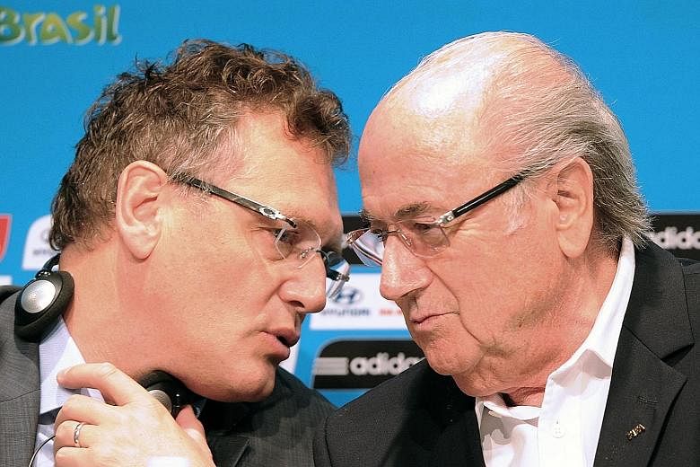 Jerome Valcke (left), with Fifa president Sepp Blatter, was not successful in negotiating an early exit from his post at Fifa.