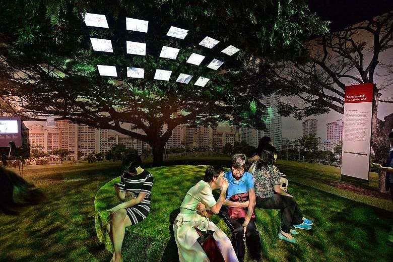 An installation at the new Singapore History Gallery of the National Museum of Singapore that showcases the growth of Singapore's landscape. The museum's six galleries hold more than 1,700 artefacts.