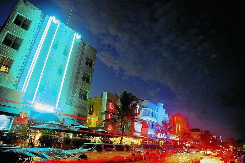 Alexander Chew (above) says Miami, with its neon-lit buildings, comes alive at night.