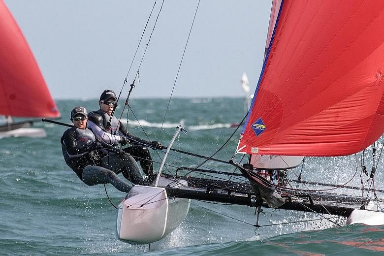Singapore sailors Denise Lim and Justin Liu forked out about $50,000 of their own money over the past year to fund their Olympic dream. Yesterday, they became the first Singaporean sailors to win at a World Cup leg while also enabling Singapore to qu