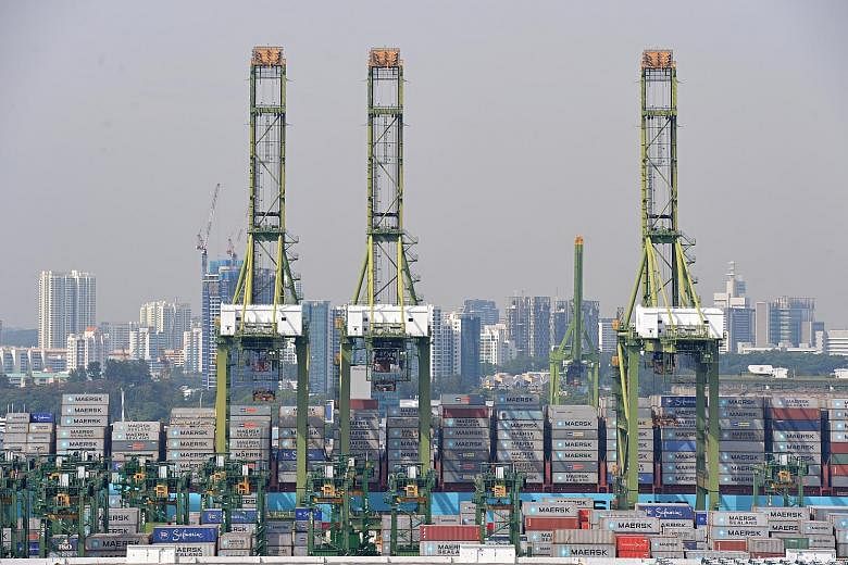 Singapore's port operations have been feeling the chill of China's slowdown. Firms here were the most pessimistic with the nation's index falling to 14 from 59.