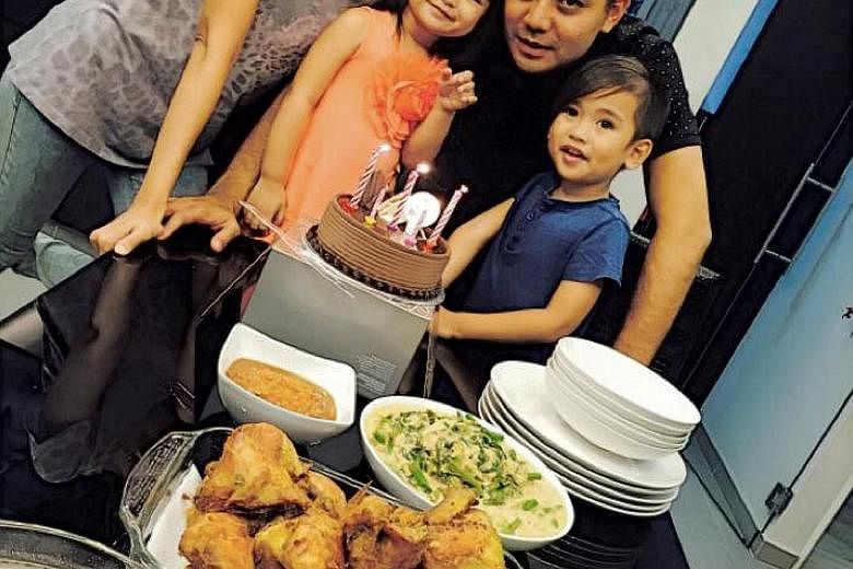 Actress-host Nurul Aini with her husband Sofian Roslan and children Shaista Eman (left) and Shan Ehan.