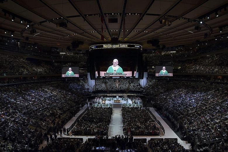 Madison Square Garden, New York's premier concert venue, was turned into a serene and beautiful venue for Catholics to celebrate mass last Friday, when Pope Francis delivered his last public remarks in America's financial capital before leaving for P