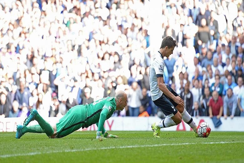 Erik Lamela scoring Tottenham's fourth goal in the 79th minute to complete the rout with City goalkeeper Willy Caballero well beaten. The visitors had taken an early lead.