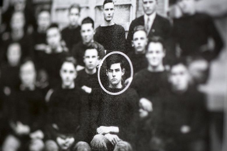 A photograph of Ernest Hemingway (circled) when he was in school, from a collection of his belongings. 