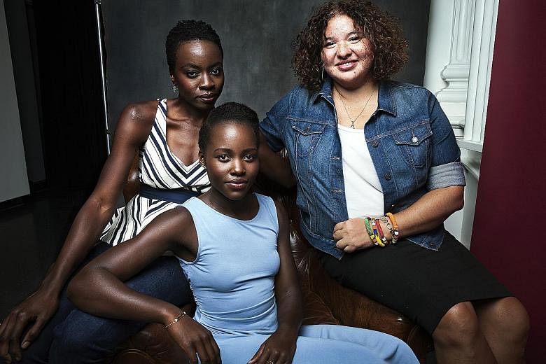 The play Eclipsed reunites (from left) playwright Danai Gurira, actress Lupita Nyong'o and director Liesl Tommy.