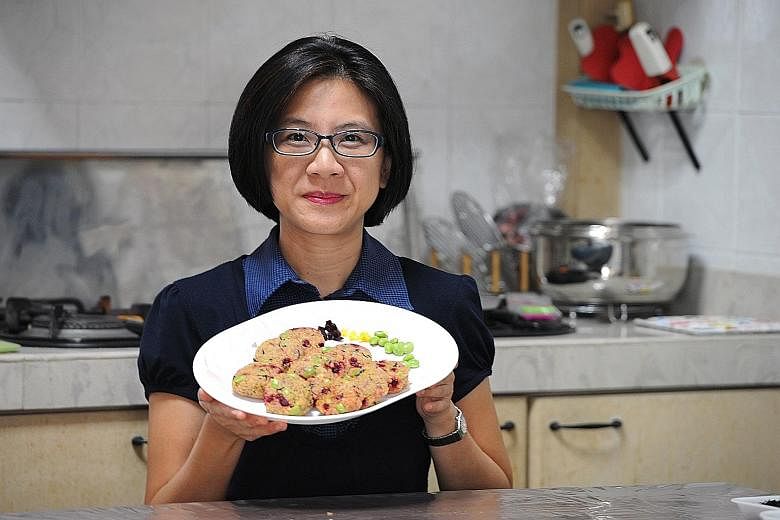 Self-taught baker Nancy Tay added edamame, beetroot and Japanese seaweed to her mini quinoa burger patties.