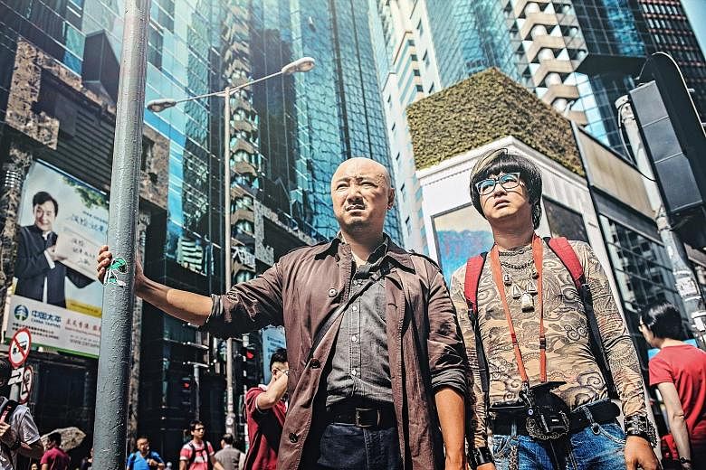 Actor-director Xu Zheng plays a bra designer (left) in madcap comedy Lost In Hong Kong, which also stars Bao Bei'er (right).