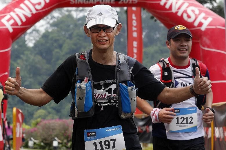 Mr Harry Teo, 47, completed yesterday's race with 32 runners from the group Trailblazer100, formed by running enthusiasts from HCA Hospice Care, which looked after his daughter Kristie in her final days.