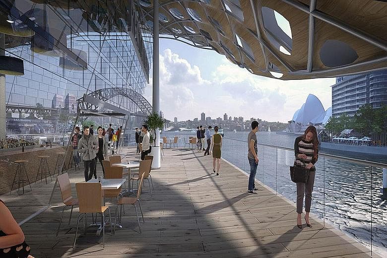 The proposed design (above) for Sydney's iconic Circular Quay, with plans for multi-storey ferry terminals and a shopping centre. The properties for sale are worth a total of about A$200 million (S$204 million). Construction is set to begin by 2019.