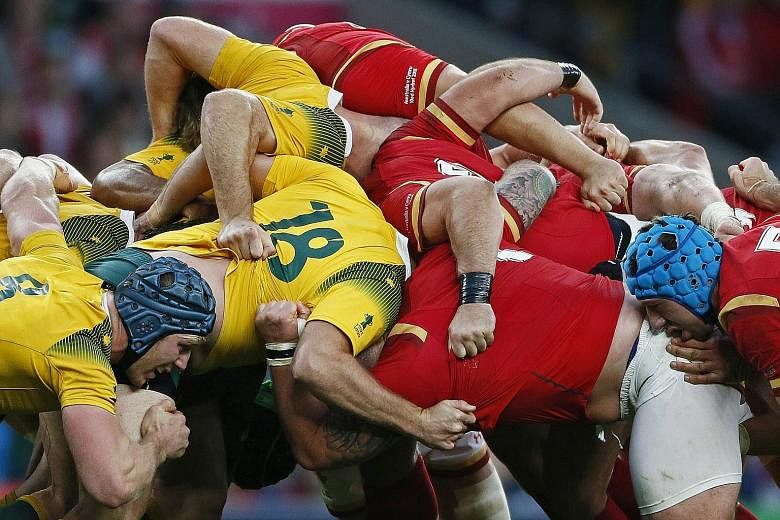 Australia displayed determination and strength in the scrums in the tense 15-6 victory against Wales at Twickenham on Saturday. Although reduced to 13 men when Will Genia and Dean Mumm received yellow cards within four minutes of each other, the Wall