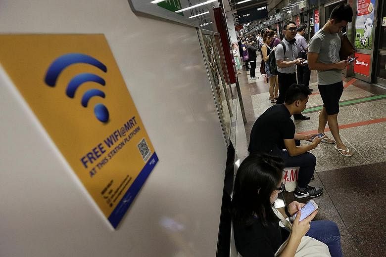 Currently, commuters can know which MRT stations have free Wi-Fi on the platforms through advertisement posters and decals.