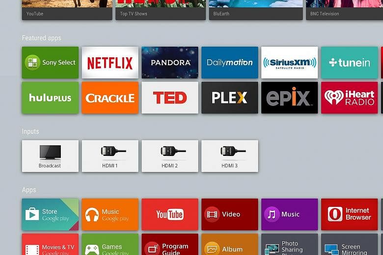 Screenshot of Sony Android TV. Navigation is via one of two remote controls.