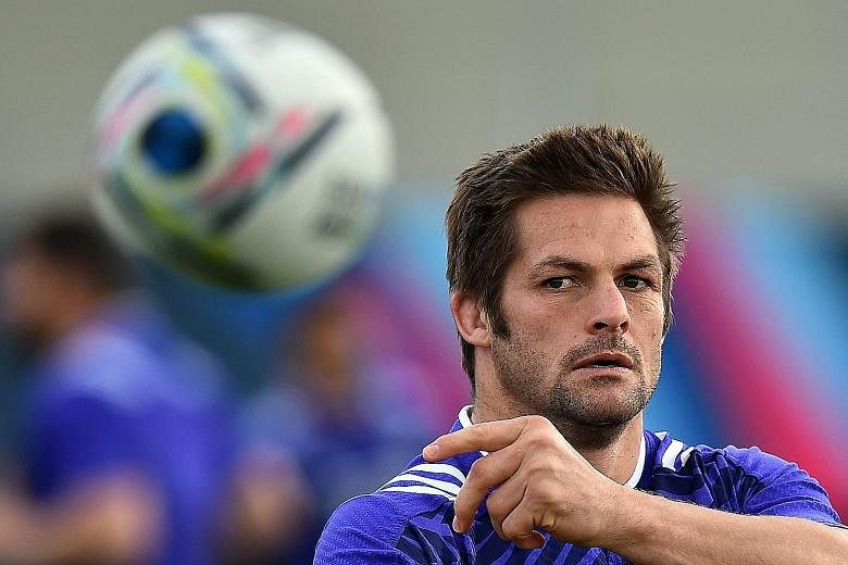 New Zealand will count on the guile and experience of veterans like Richie McCaw (above, in training) against France in today's quarter-final.