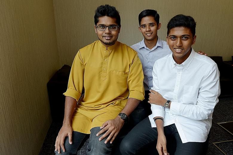 Trainee teacher Ameer Roshan (from left), undergraduate Abdul Hakeem Mohamed Yunos and full-time national serviceman Amir Azhar are among 20 volunteers who will engage peers on the dangers of radical ideology.