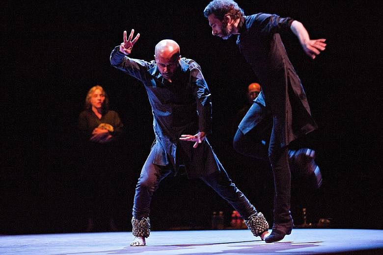 Akram Khan (far left) and Israel Galvan (left), both masters in their own respective dance form, created new inspired territory with their energetic performance.
