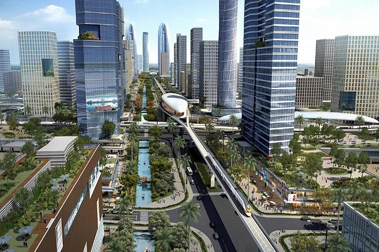 An artist's impression of Amaravati, the capital city of the southern Indian state of Andhra Pradesh that Singapore is helping to build. A foundation-stone laying ceremony was held yesterday to launch the city.