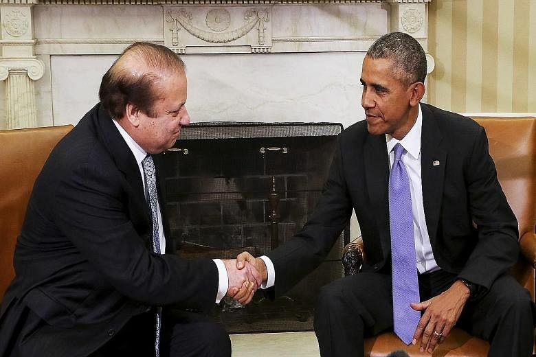 US President Barack Obama meeting Pakistani Prime Minister Nawaz Sharif at the White House on Thursday. In reference to Pakistan's nuclear weapon programme, Mr Obama "stressed the importance of avoiding any developments that might invite increased ri