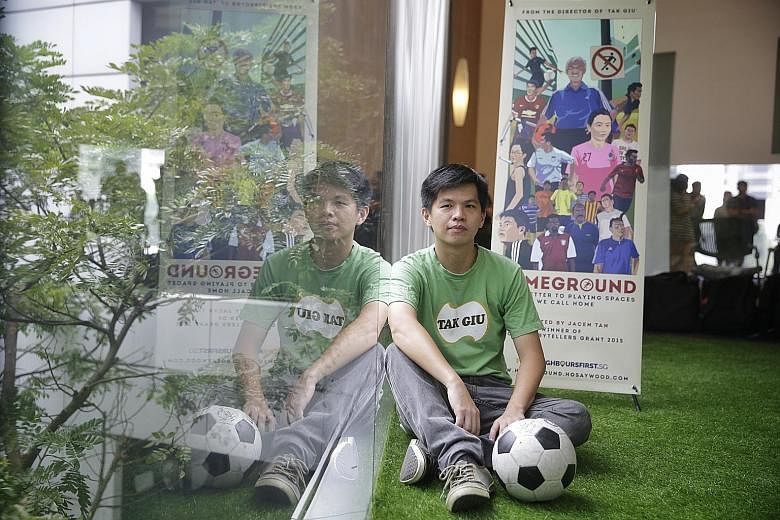Film-maker Jacen Tan at the premiere of Homeground, his short documentary on amateur football culture, at *Scape Orchard yesterday.