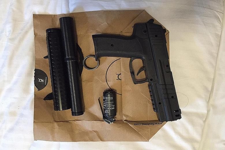 A replica gun was recovered on Thursday when CNB officers raided an Orange Grove Road apartment suspected to be serving as a store for illegal drugs.