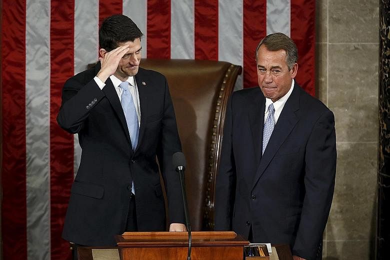 Mr John Boehner came into the job of Speaker of the House of Representatives as a seasoned leader who tried unsuccessfully to appease Tea Party members. Mr Paul Ryan (far left), the youngest Speaker since the 1860s, represents a new generation.