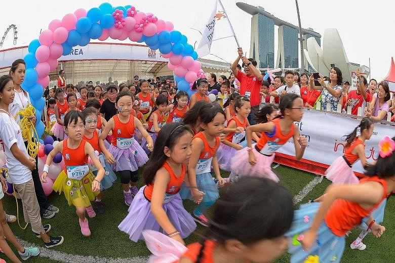 Clad in tutu skirts, girls aged between seven and nine took part in the 100m Princess Dash, a new category at the Great Eastern Women's Run yesterday. They were flagged off by Dr Khoo Kah Siang, Great Eastern's chief executive officer for Singapore. 