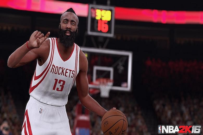 Here's a chance to take on Houston Rockets guard James Harden. The graphics in the game are breathtaking: From players' faces and tattoos, to their jerseys and strapping tapes, everything is beautifully and faithfully reproduced.