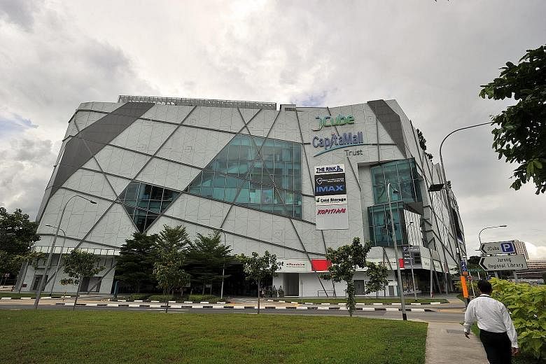 According to the study, mall rents in Tampines are higher than those in Jurong East, like JCube (above). However, Tampines rents are fairly stable while those in Jurong East fluctuated between 2013 and this year as the malls there are considered to b
